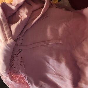Pink lace fleece hoodie